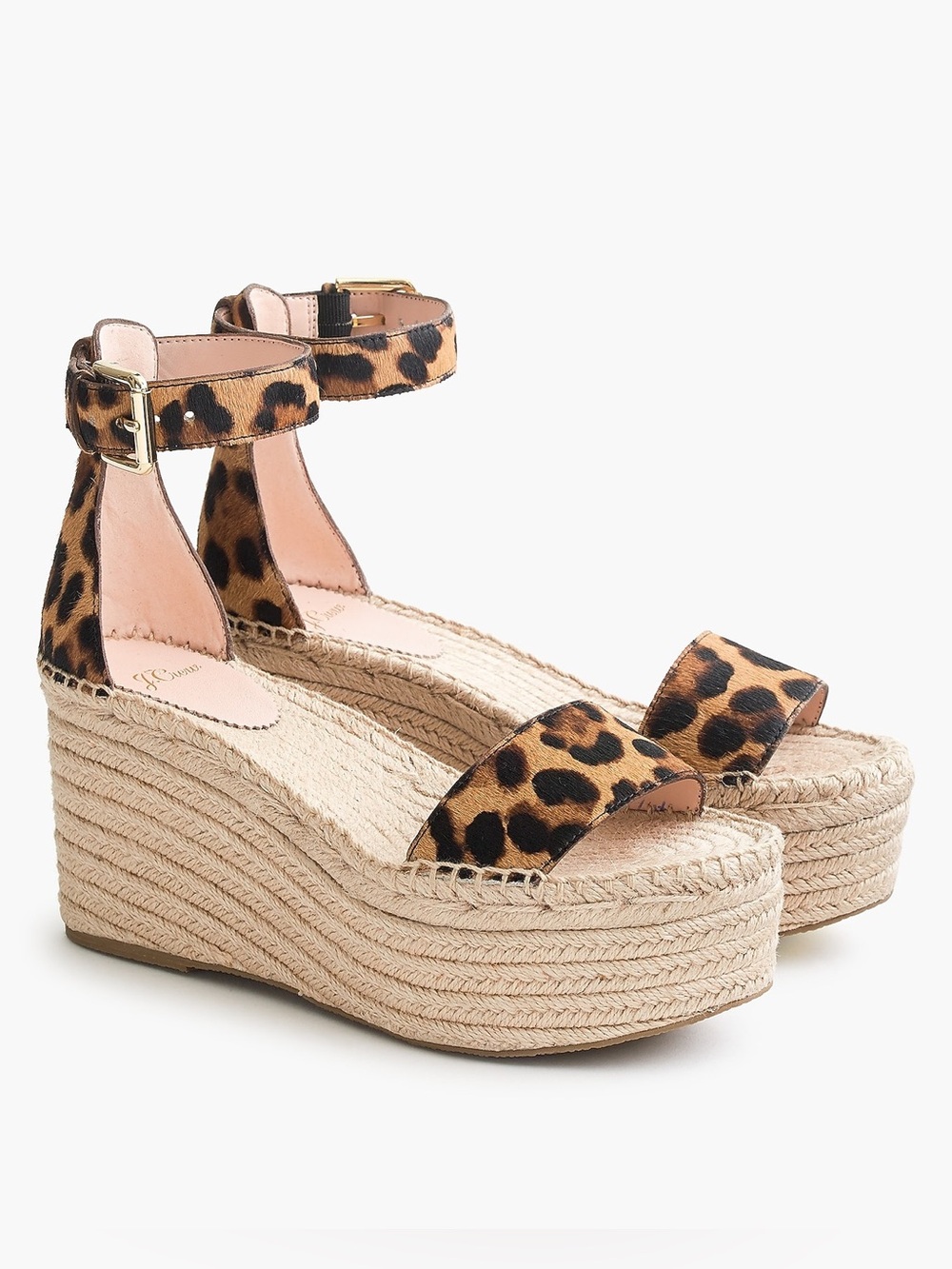 J.Crew Platform espadrille sandals in leopard calf hair, size 10